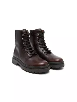 Brunello Cucinelli Kids кожаные ботинки, коричневый