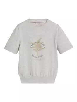 Brunello Cucinelli Kids топ с принтом, серый