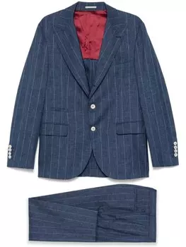 Brunello Cucinelli костюм в полоску, синий