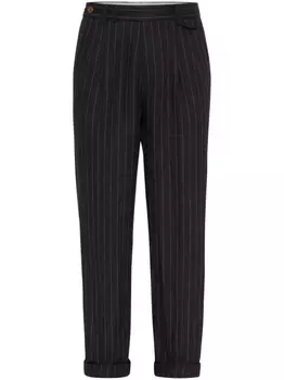 Brunello Cucinelli льняные брюки в полоску, черный