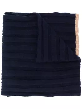 Brunello Cucinelli шарф в рубчик, синий
