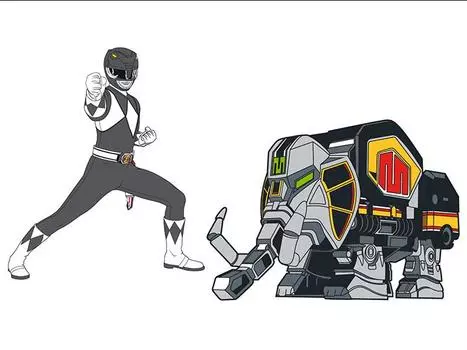 Булавка Mighty Morphin Power Rangers Black Ranger & Mastodon Dinozord Pin Set Icon Heroes