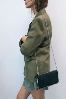 Бумажник на плече с скобами Zara, черный