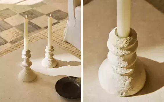 Бумажный подсвечник с рисунком фигур Zara Home, белый