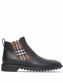 Burberry ботинки с клетчатыми вставками, черный