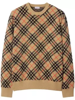 Burberry кашемировый джемпер в клетку, нейтральный цвет