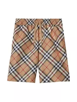 Burberry Kids клетчатые шорты с кулиской, коричневый