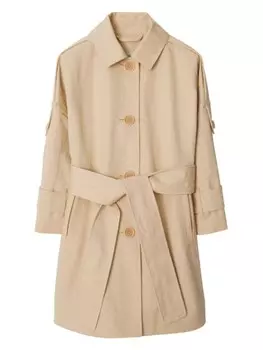 Burberry Kids однобортное пальто, нейтральный цвет