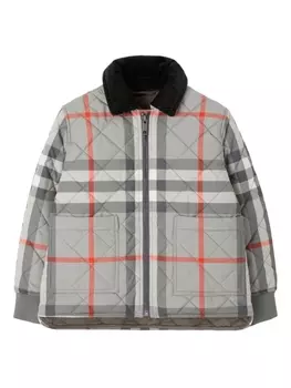 Burberry Kids стеганая куртка в клетку, серый