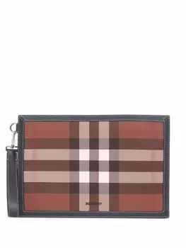 Burberry клатч в клетку, коричневый