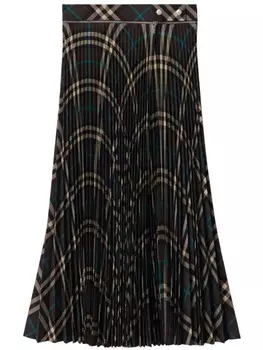 Burberry клетчатая шерстяная юбка, коричневый