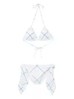 Burberry клетчатое бикини с завязками, белый