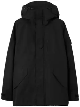 Burberry парка с капюшоном и логотипом, черный