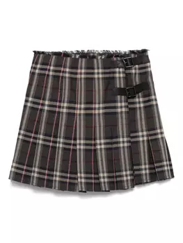 Burberry шерстяная юбка мини, коричневый