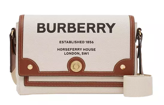 Женская сумка через плечо Burberry Note хлопковая, бежево-коричневый
