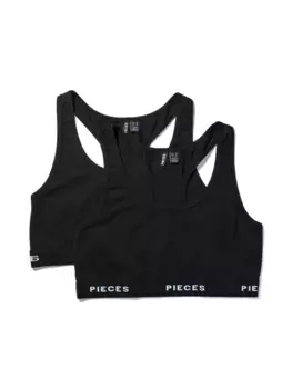 Бюстье "PCLOGO LADY TOP 2 PACK NOOS BC" Pieces, цвет Black Pack:2-Pack Blk/Blk