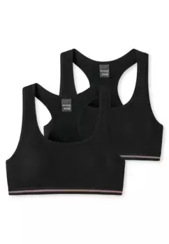 Бюстье Schiesser "Long Life Cotton" со спортивной спинкой-борцовкой, черный
