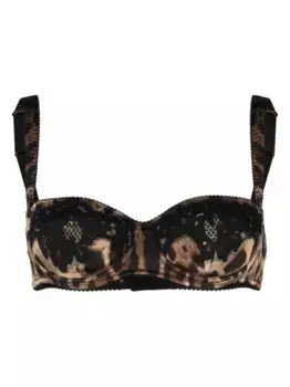 Бюстгальтер-балконет с леопардовым принтом DOLCE & GABBANA, черный