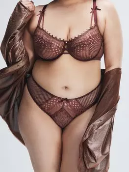 Бюстгальтер балконет Savage X Fenty Starlet Nights Unlined Lace, цвет Rum Wine Brown/Rose Gold Foil