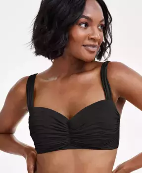 Бюстгальтер бикини с чашечками D и косточками Bleu Rod Beattie Shirred Underwire Bleu by Rod Beattie, черный