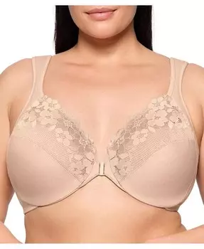 Бюстгальтер на косточках Cotton Wonder размера Plus с застежкой спереди #1241 Glamorise, коричневый