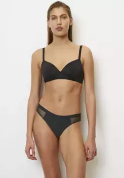 Бюстгальтер с чашками Marc O'Polo Soft Contrast, с сетчатыми вставками, без косточек, черный