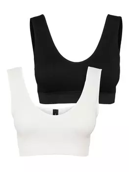 Бюстгальтер с косточками Vero Moda Bustier Ripp BH 2 er Pack Soft Cups ohne Bgel VMAGNES, черный