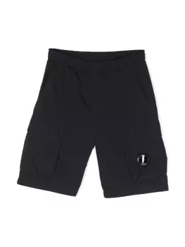 C.P. Company Kids шорты карго с декором Lens, синий