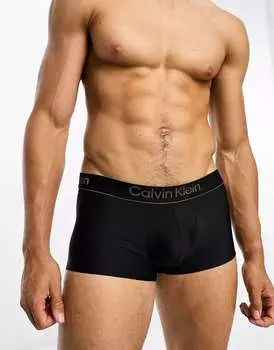 Calvin Klein CK Черные плавки с низкой посадкой и золотым логотипом на поясе