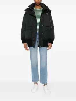 Calvin Klein Jeans бомбер-пуховик с капюшоном, черный