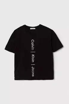 Calvin Klein Jeans Детская хлопковая футболка, черный