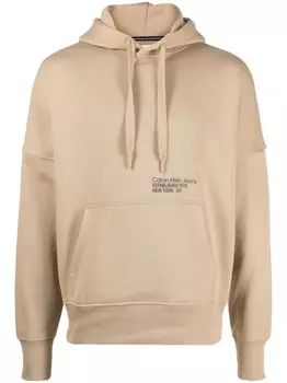 Calvin Klein Jeans худи Layered Address Hwk с кулиской, нейтральный цвет