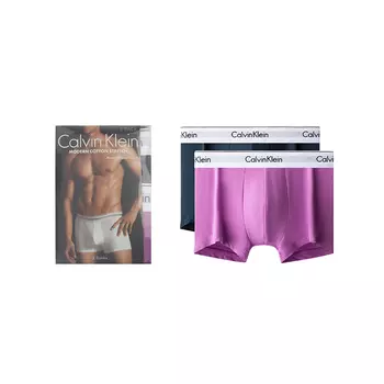 Calvin Klein Мужские боксеры, цвет 2 strips (gray blue/roland purple)