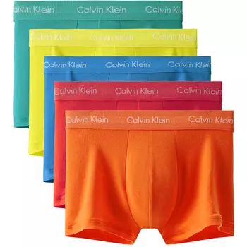 Calvin Klein Мужские шорты-боксеры, Упаковка из 5 штук (красная баухиния + красная хурма + синяя дианци + патина + флуоресцентно-желтая)