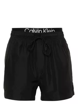 Calvin Klein плавки-шорты с двойным поясом, черный