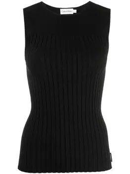 Calvin Klein топ в рубчик, черный