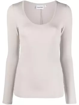 Calvin Klein топ в рубчик, серый