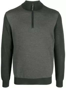 Canali half-zip wool jumper, зеленый