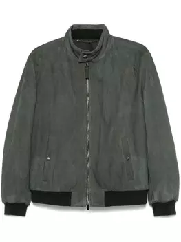 Canali кожаный бомбер, серый