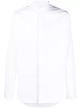 Canali long-sleeved cotton shirt, белый