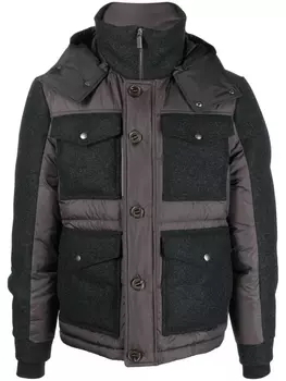 Canali пуховик с капюшоном, серый