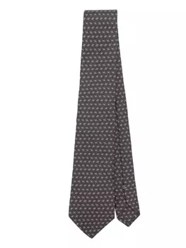 Canali шелковый галстук с жаккардовым узором, коричневый