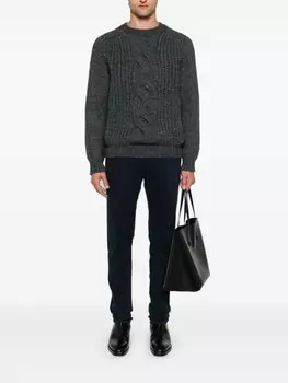 Canali свитер крупной вязки, серый