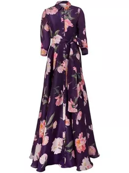 Carolina Herrera платье-тренч с принтом пионов, фиолетовый