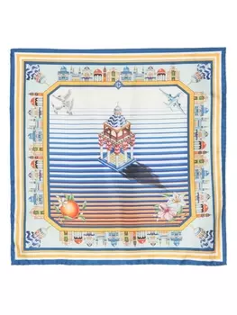 Casablanca Les Elements silk scarf, синий