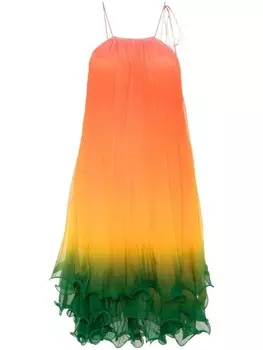 Casablanca платье миди Rainbow Gradient, оранжевый