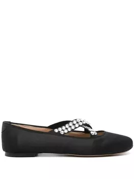 Casadei атласные балетки с камнями, черный