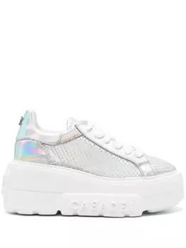 Casadei кроссовки на платформе, серебристый