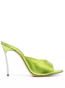 Casadei мюли с эффектом металлик, зеленый