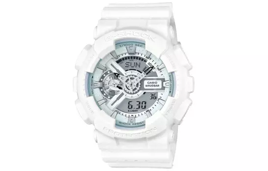 CASIO Мужские белые часы GA-110LP-7A с двойным жидкокристаллическим/аналоговым дисплеем